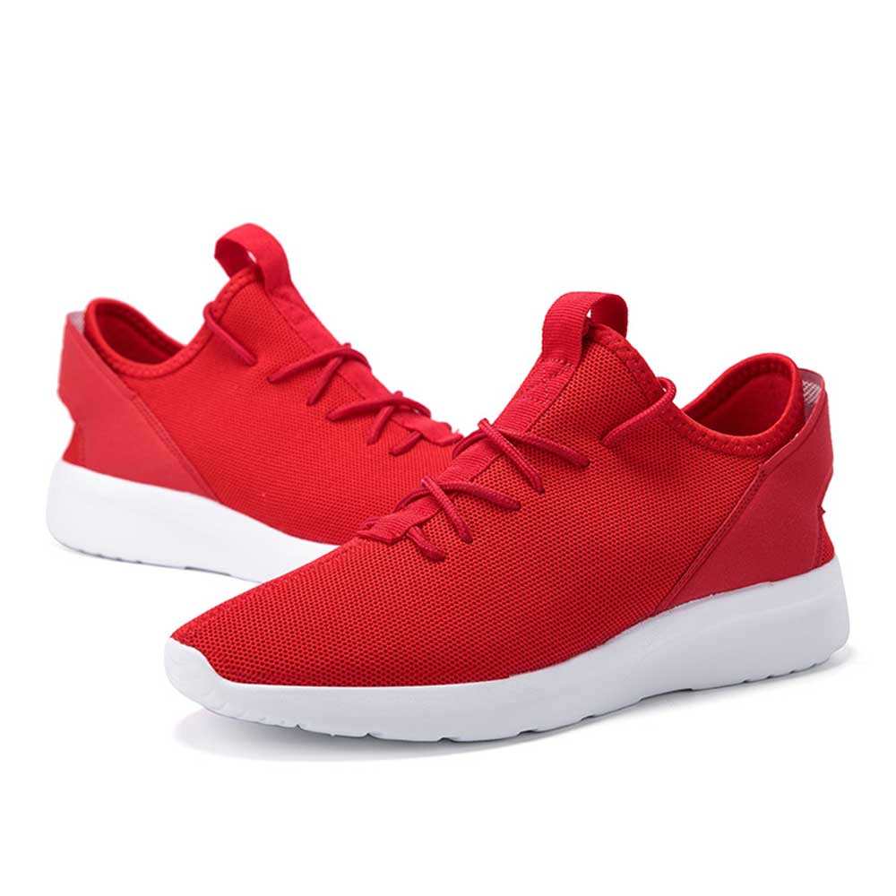 Summer Extra Large Size Sports Shoes Breathable Mesh Men Shoes- Red EU 45